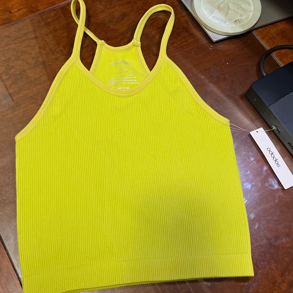 Ododos ribbed tank top lime green M/L NWT